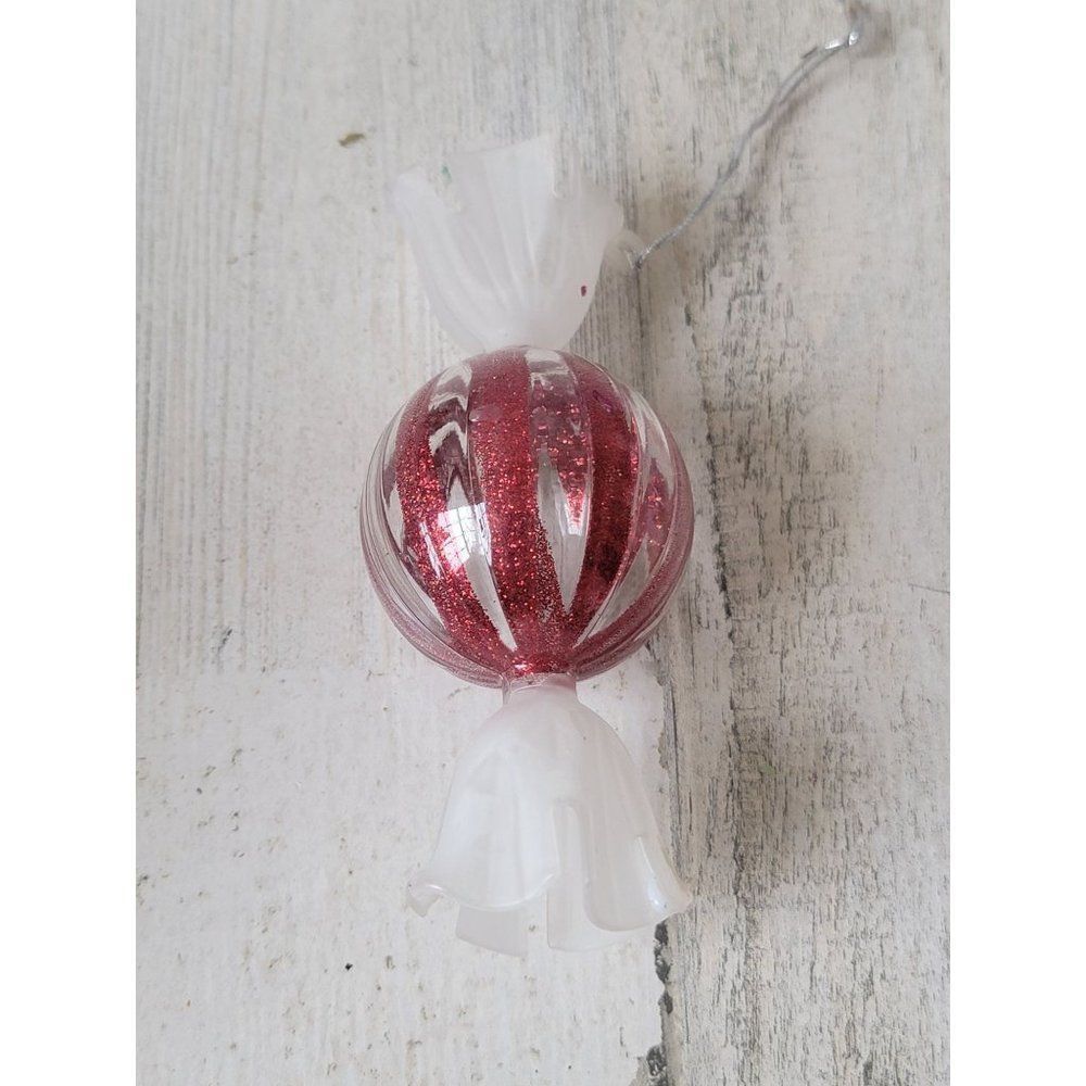 Glitter peppermint candy ornament Xmas decor